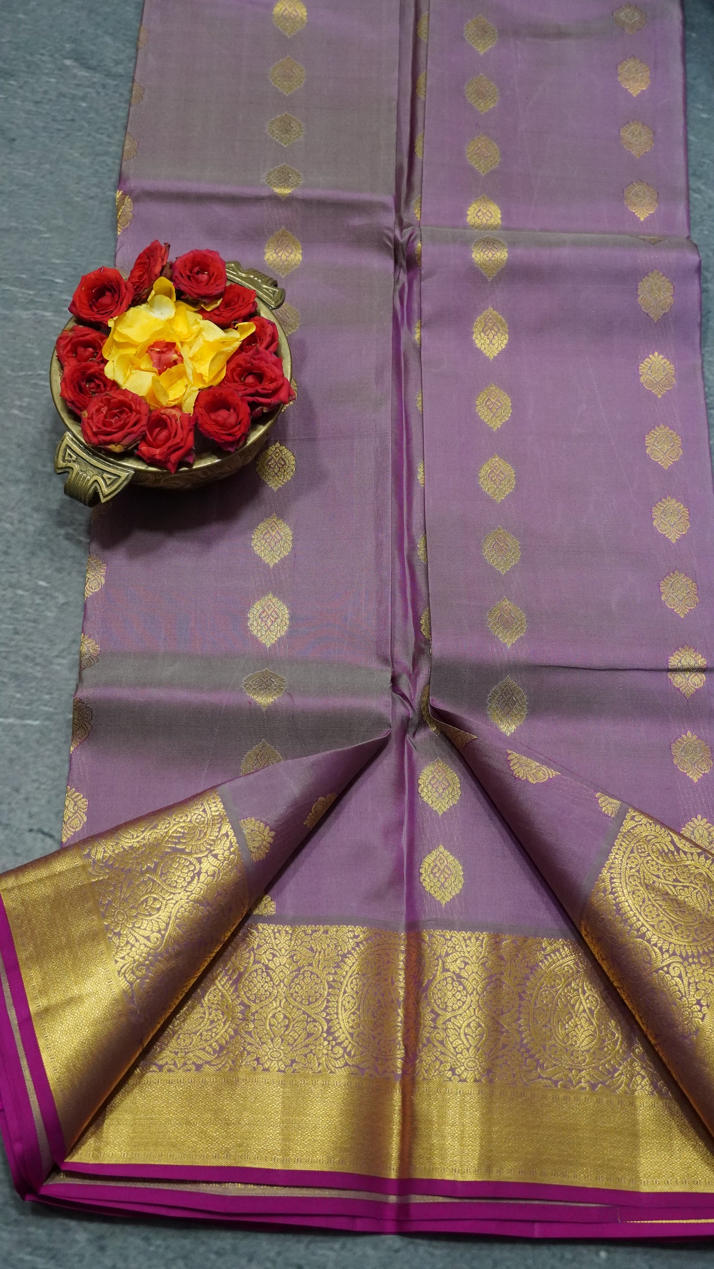 Pure Kanjivaram Silk Saree -Light Purple-Pink