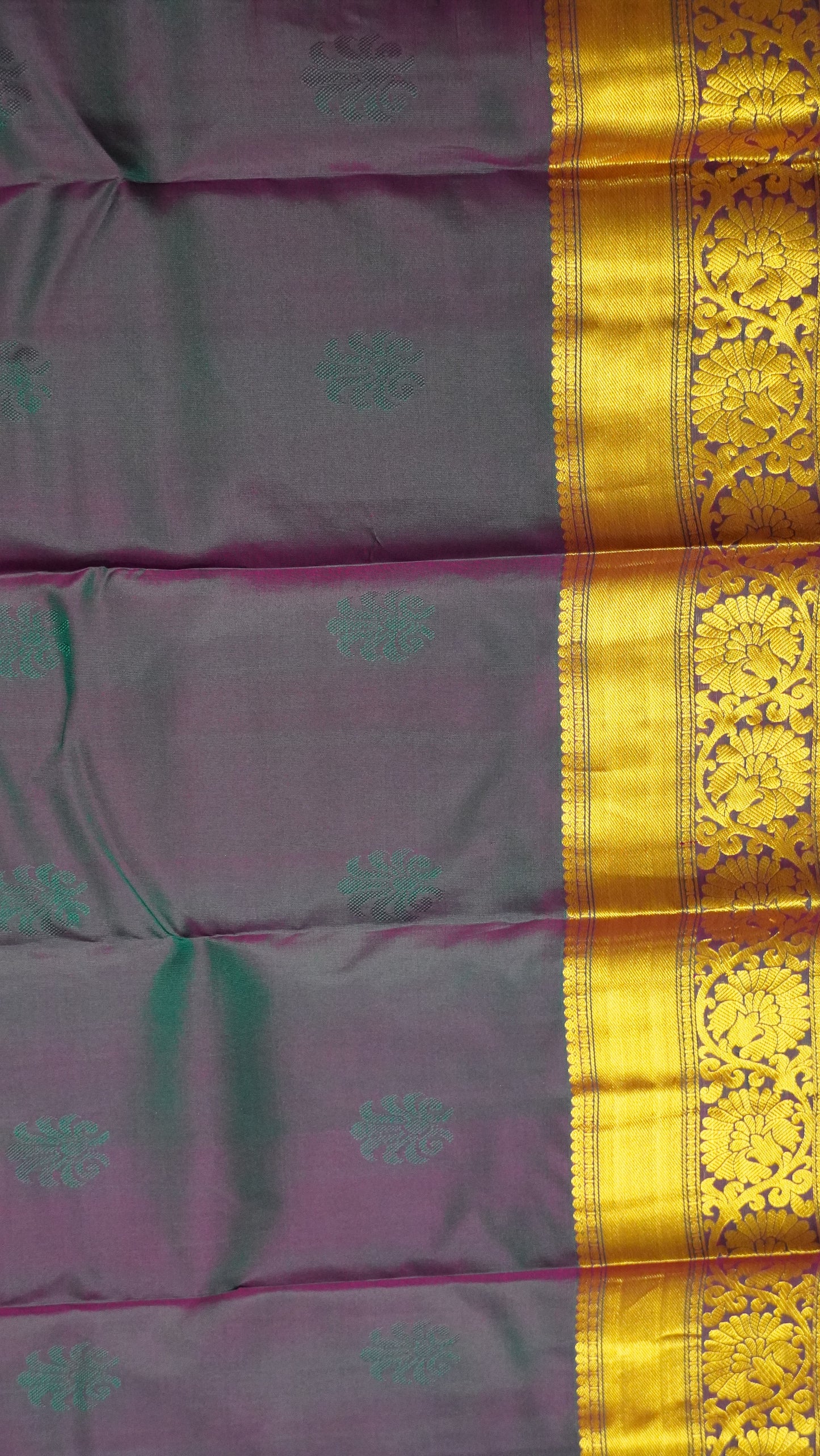 Pure Kanjivaram Silk Saree - Rani Pink-Peacock Blue