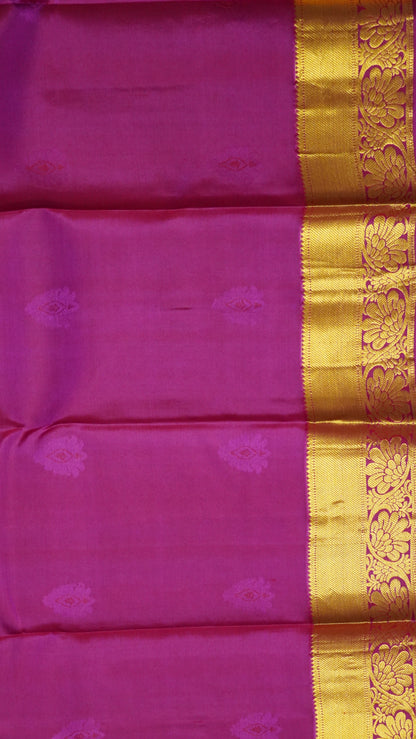 Pure Kanjivaram Silk Saree - Mango yellow-Pink