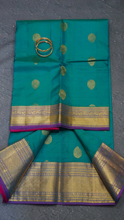 Pure Kanjivaram Silk Saree - Ramar Blue