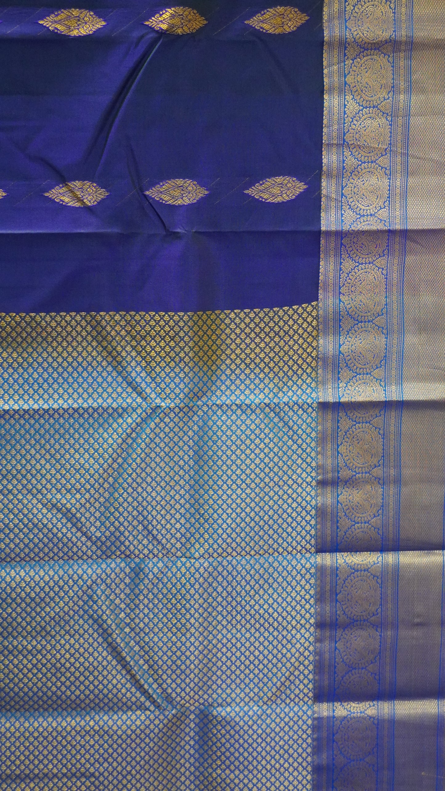 Pure Kanjivaram Silk Saree - Dark Blue