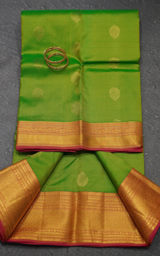 Pure Kanjivaram Silk Saree -Green Pink
