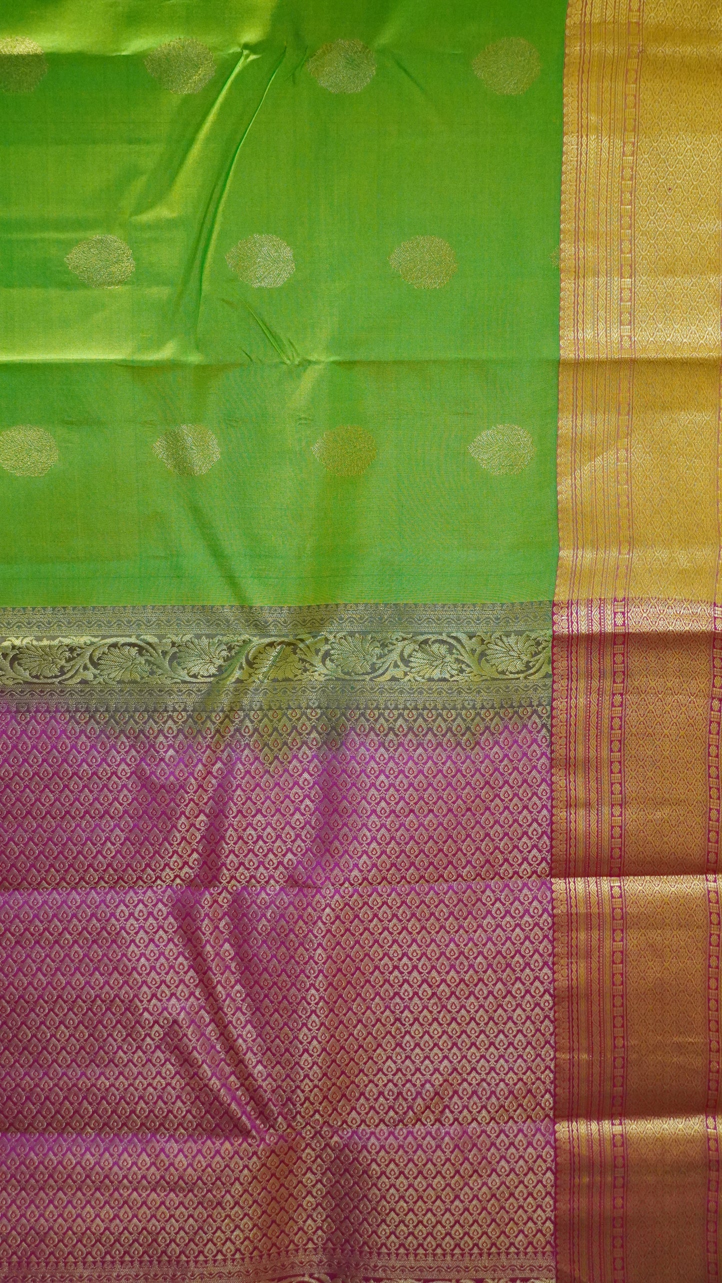 Pure Kanjivaram Silk Saree -Green Pink