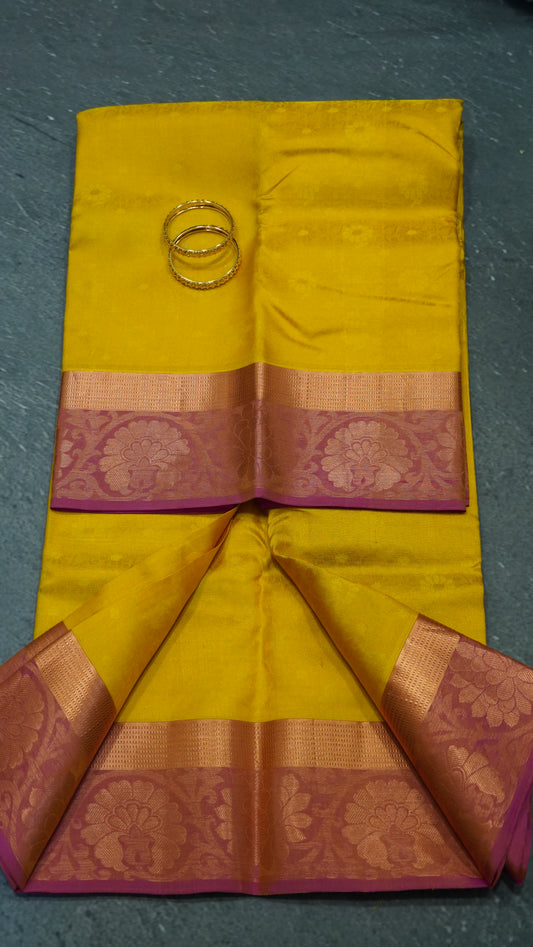 Pure Kanjivaram Silk Saree -Mango Yellow