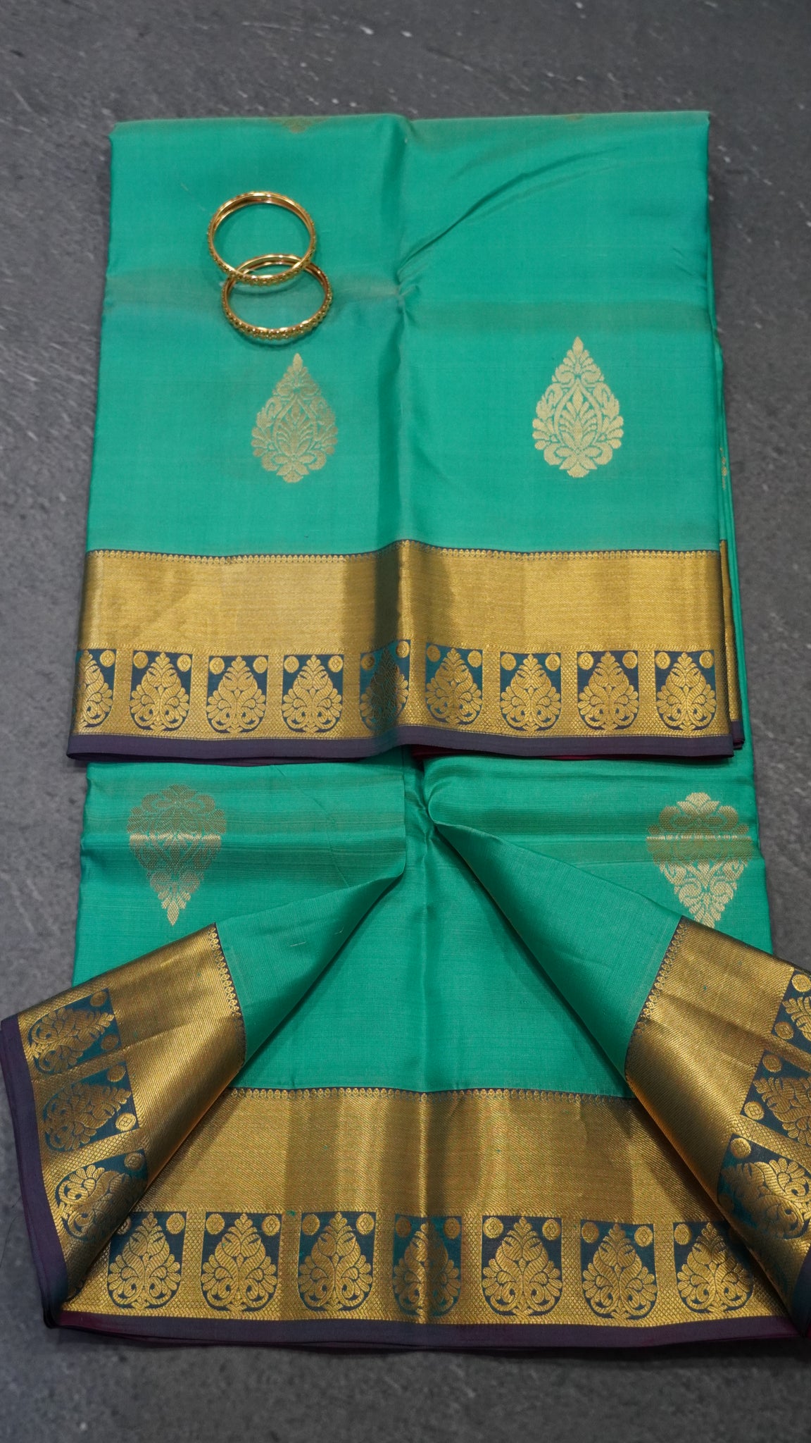 Pure Kanchipuram Silk Saree -Teal Green