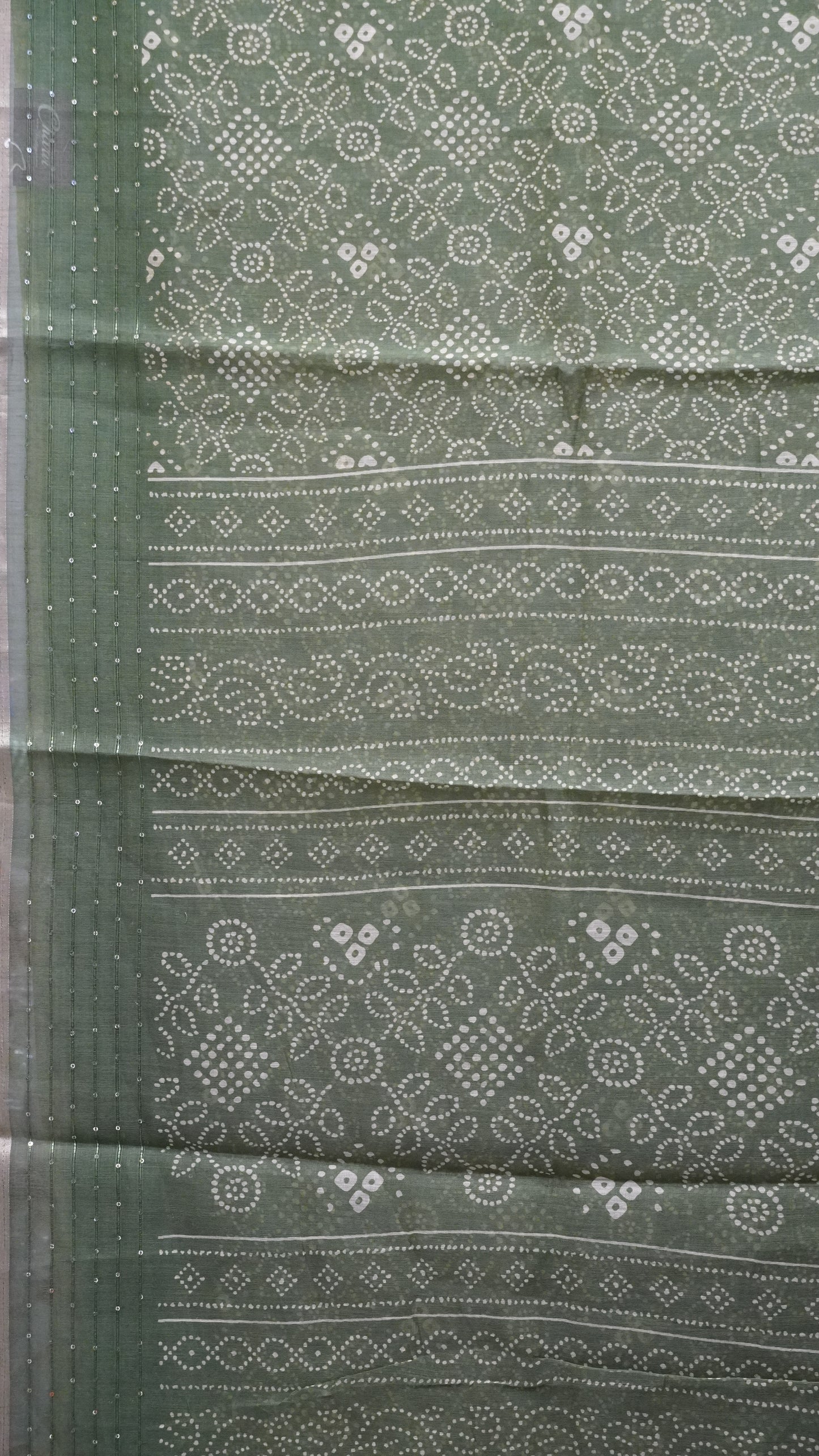 Chanderi Saree Sequence Work - Green
