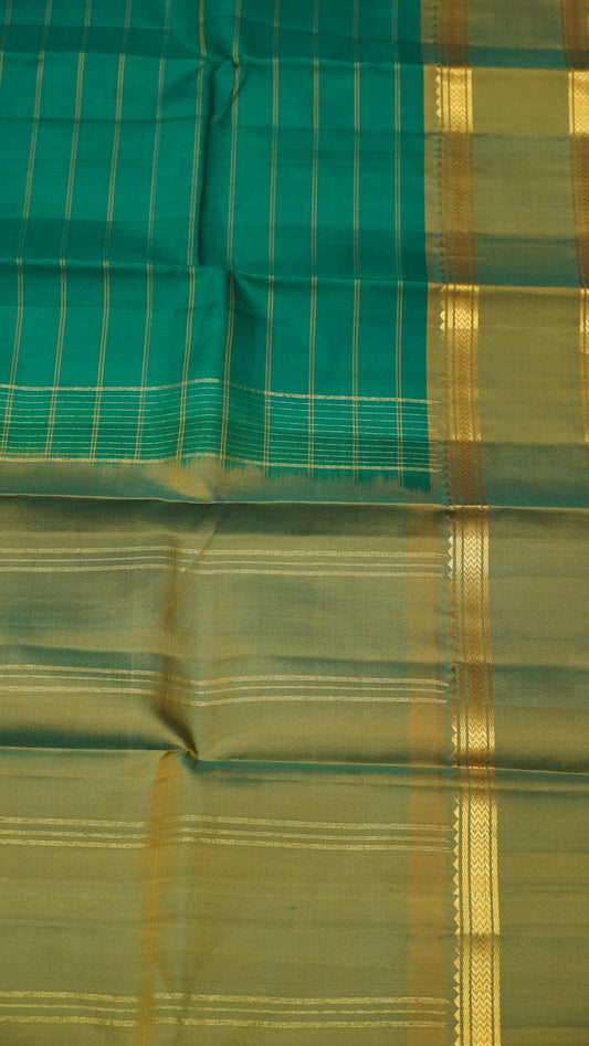 Pure Kanjivaram Silk Saree -Lite Green With Mehandi Green