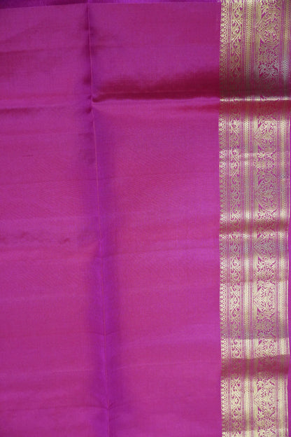 Pure soft silk-Round Flower Butta Orange-Pink