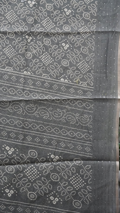Chanderi Saree Sequence Work - Grey