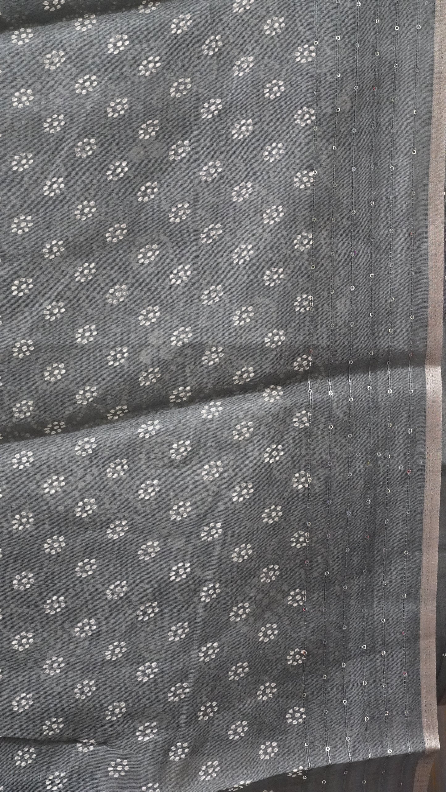 Chanderi Saree Sequence Work - Grey