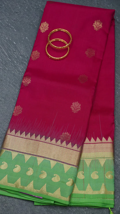 Pure Kanjivaram Silk Saree -Rani Pink