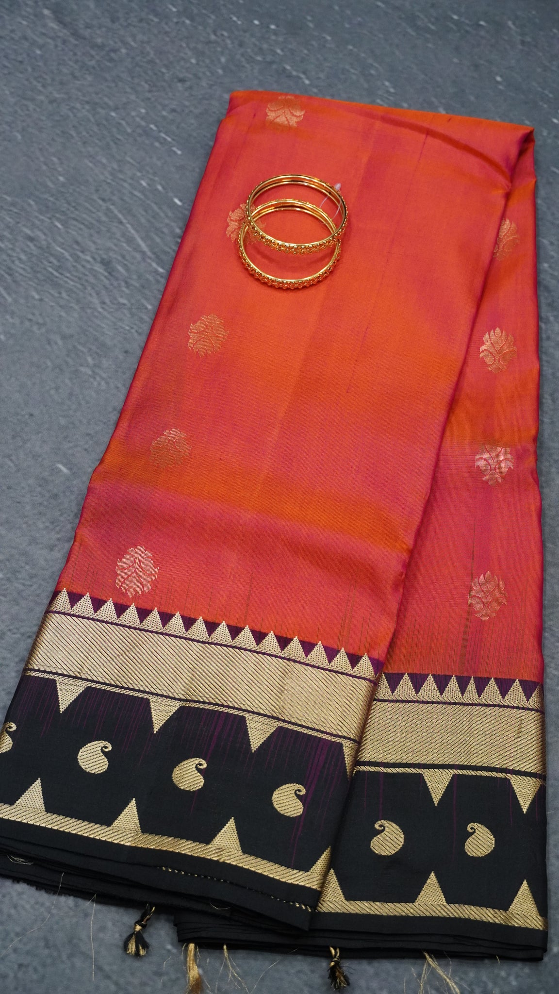 Pure Kanchipuram Silk Saree -Redish Pink