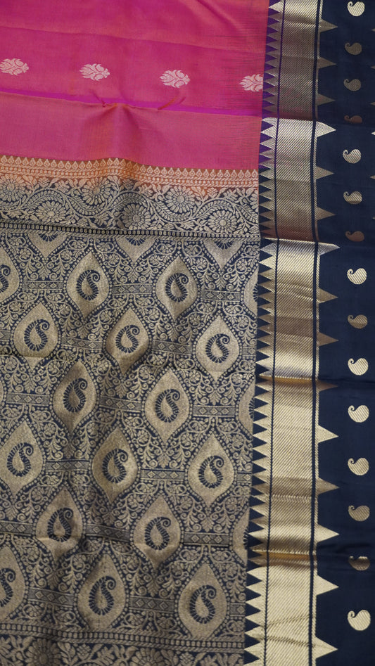 Pure Kanjivaram Silk Saree -Redish Pink