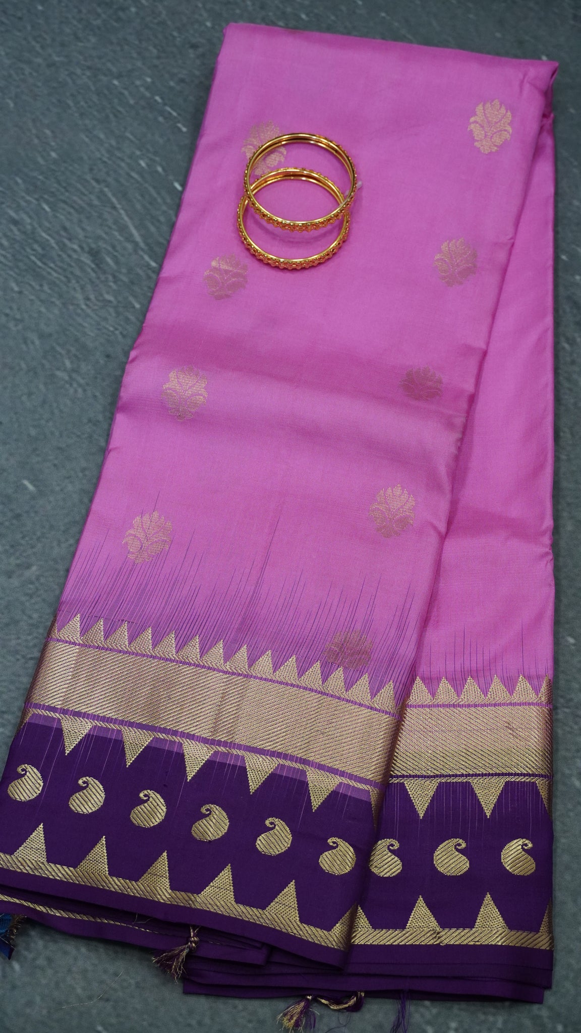Pure Kanchipuram Silk Saree -Pink Wine