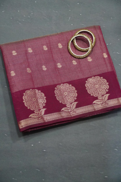 Semi Raw Silk Saree - Vairaoosi Pattern Wine