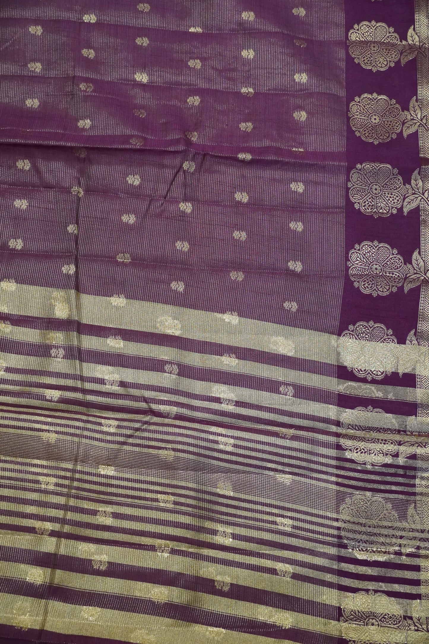 Semi Raw Silk Saree - Vairaoosi Pattern Wine