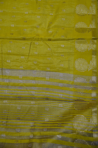 Semi Raw Silk Saree - Vairaoosi Pattern Mehndi Green
