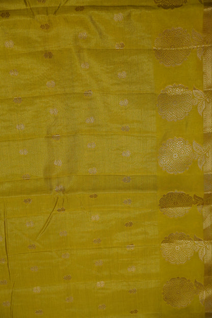 Semi Raw Silk Saree - Vairaoosi Pattern Mehndi Green