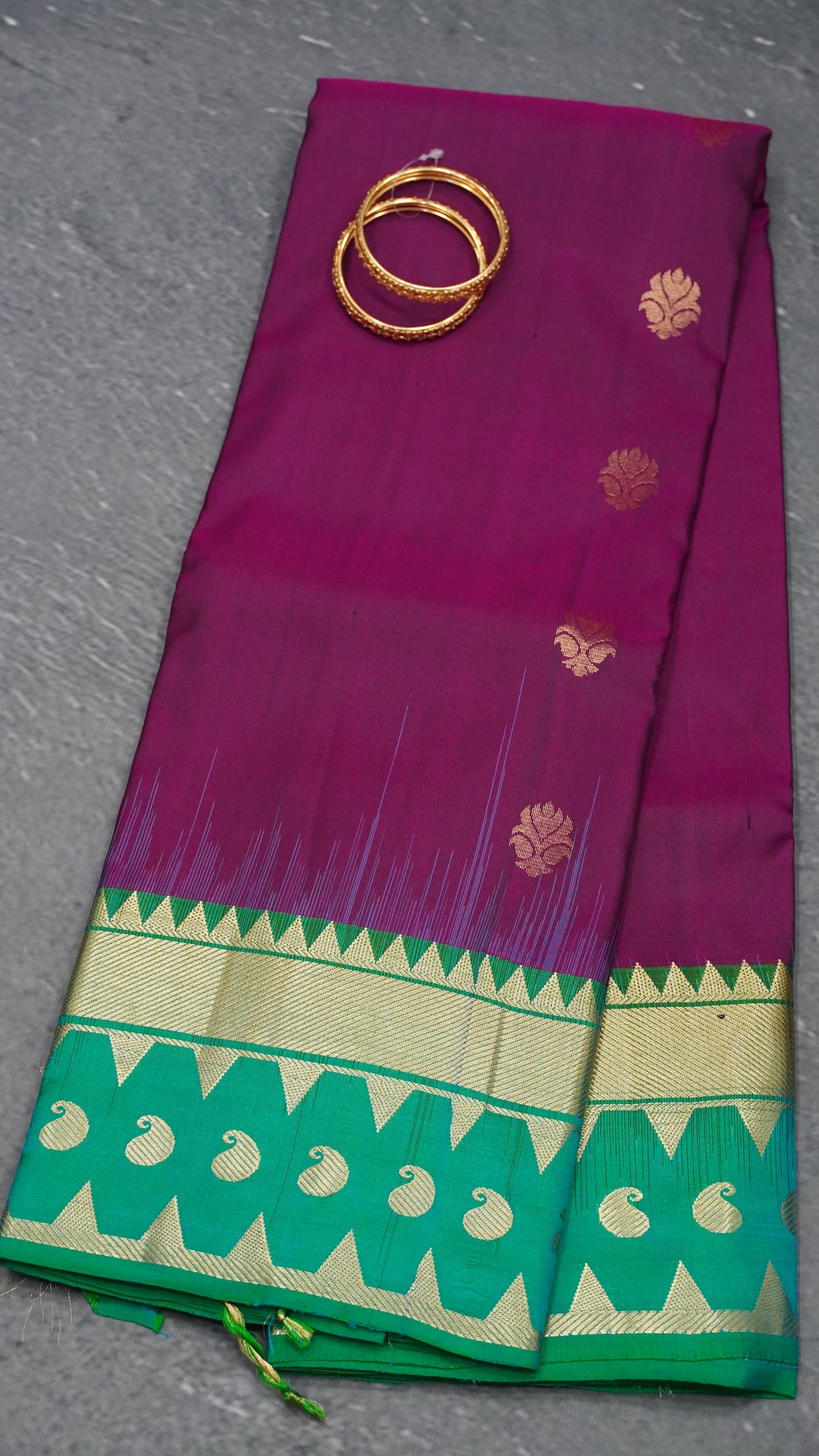 Pure Kanchipuram Silk Saree -Wine Peacock