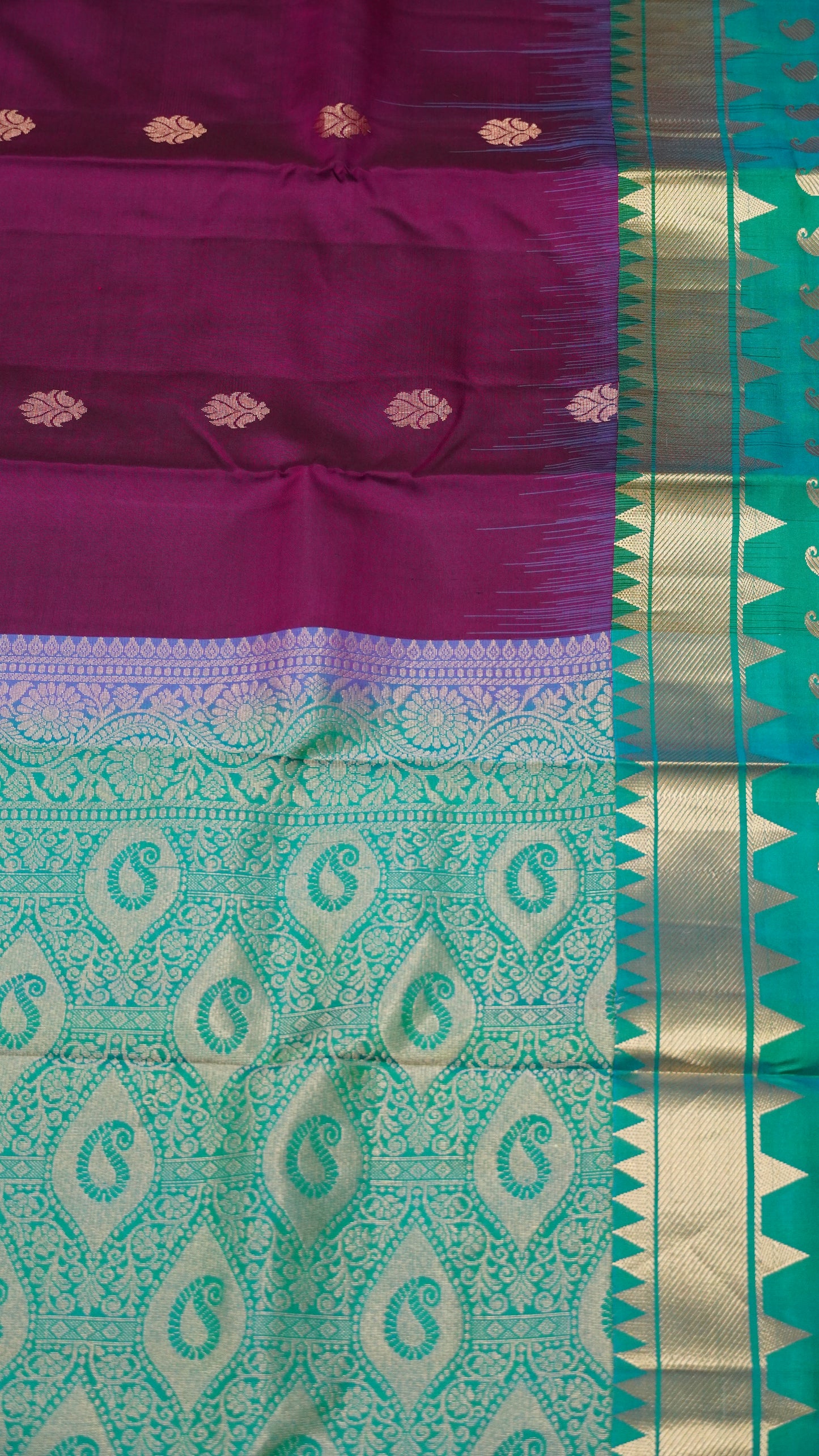 Pure Kanjivaram Silk Saree -Wine Peacock
