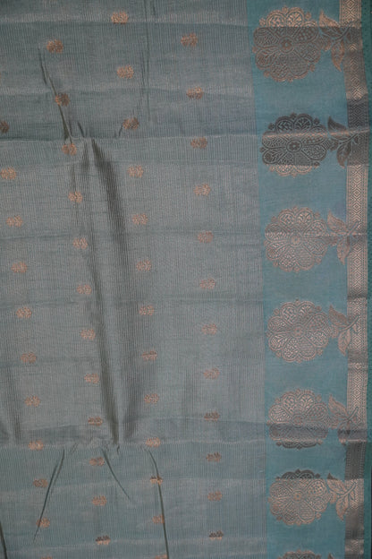 Semi Raw Silk Saree - Vairaoosi Pattern Sea Blue