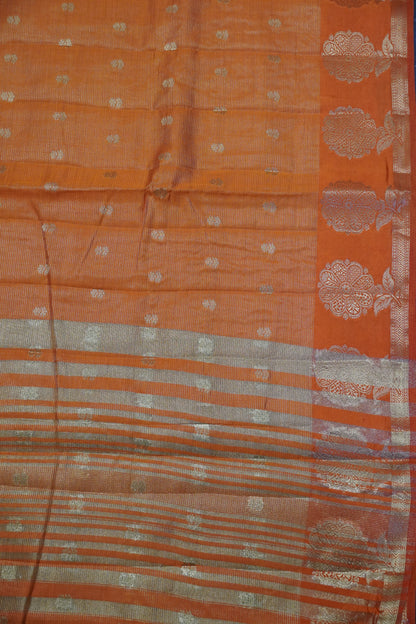 Semi Raw Silk Saree - Vairaoosi Pattern Orange