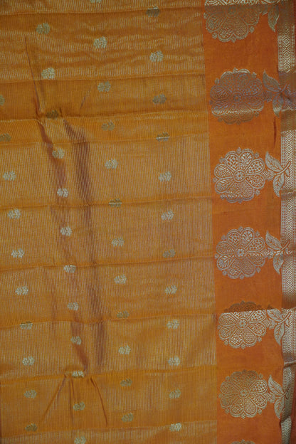 Semi Raw Silk Saree - Vairaoosi Pattern Orange