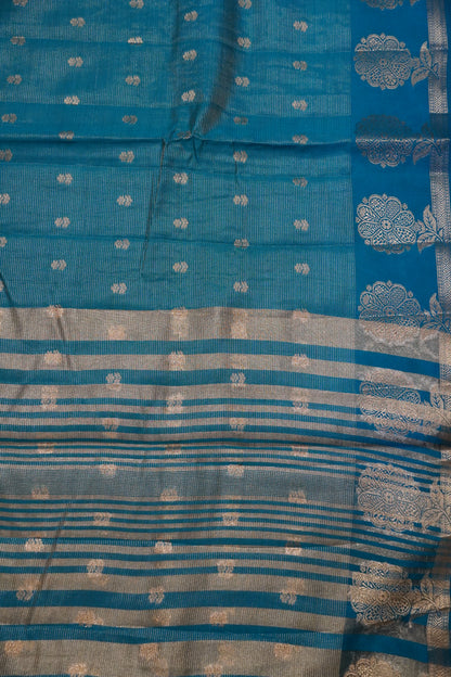 Semi Raw Silk Saree - Vairaoosi Pattern Ramar Green