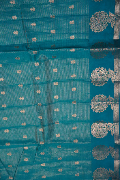 Semi Raw Silk Saree - Vairaoosi Pattern Ramar Green