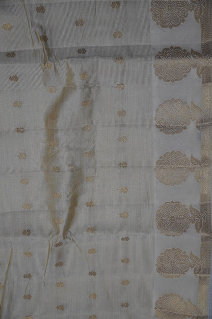 Semi Raw Silk Saree - Vairaoosi Pattern Off White