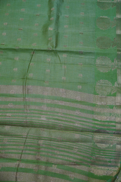Semi Raw Silk Saree - Vairaoosi Pattern Light Green