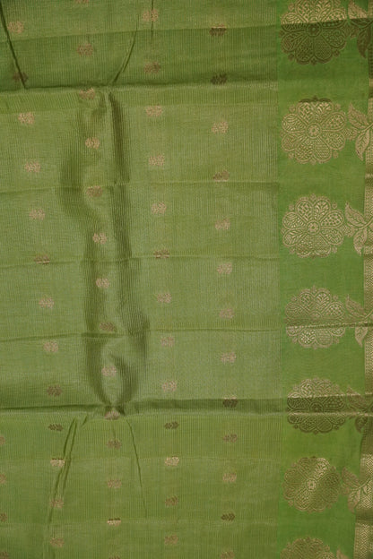 Semi Raw Silk Saree - Vairaoosi Pattern Light Green