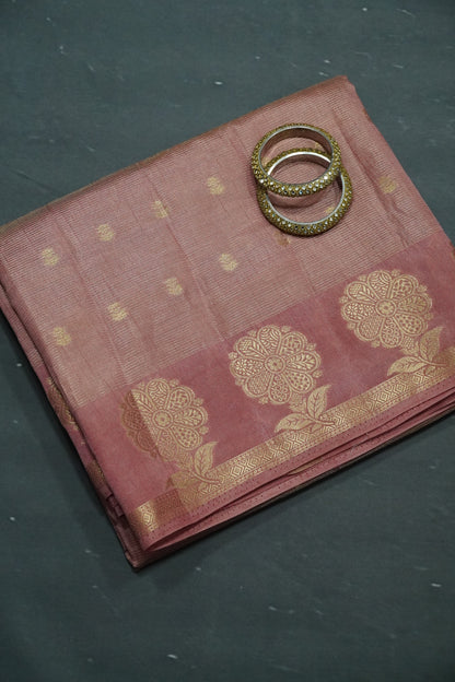 Semi Raw Silk Saree - Vairaoosi Pattern Mauve