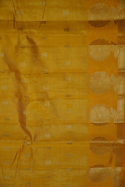 Semi Raw Silk Saree - Vairaoosi Pattern Mango Yellow