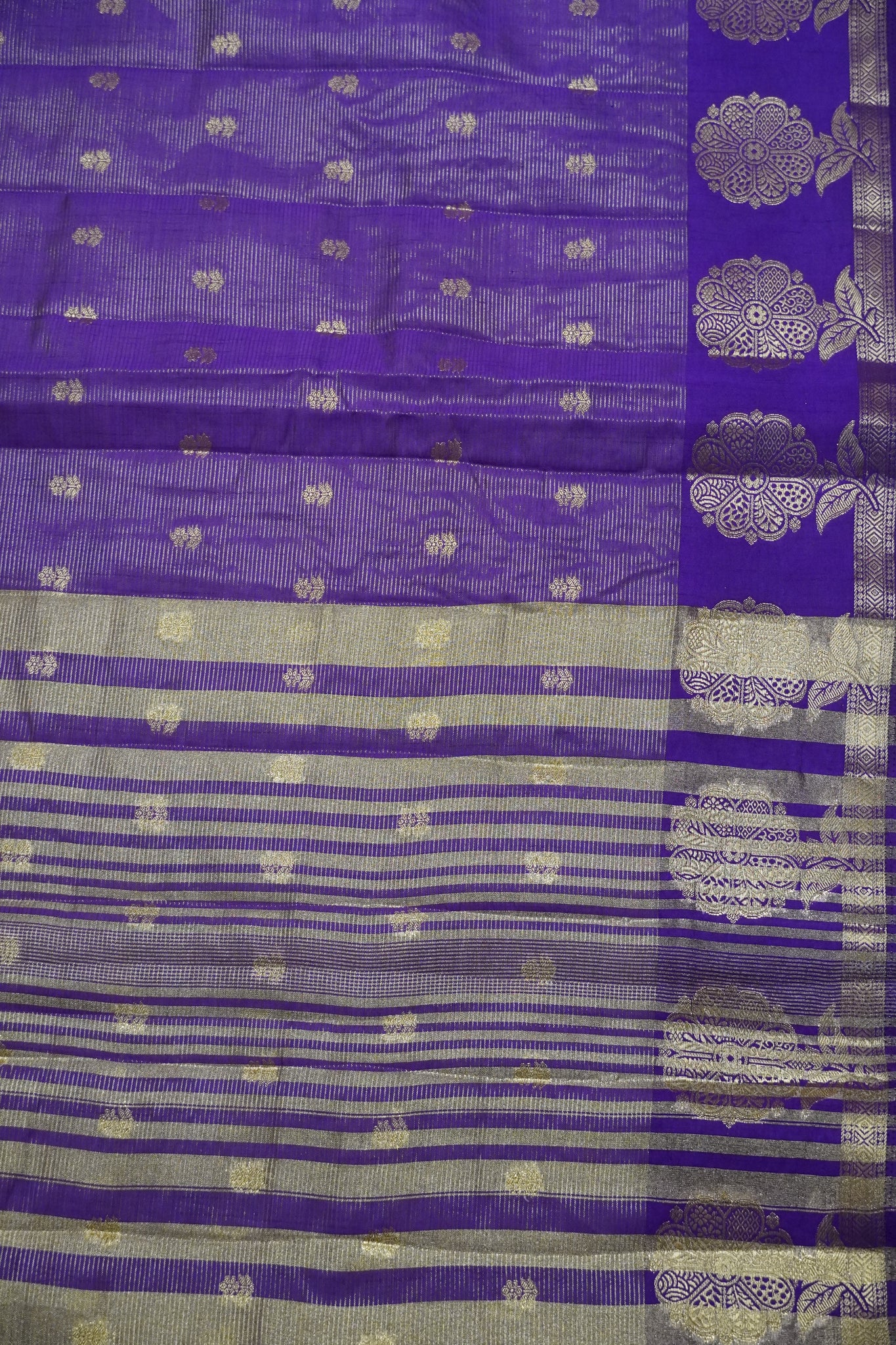 Semi Raw Silk Saree - Vairaoosi Pattern Purple
