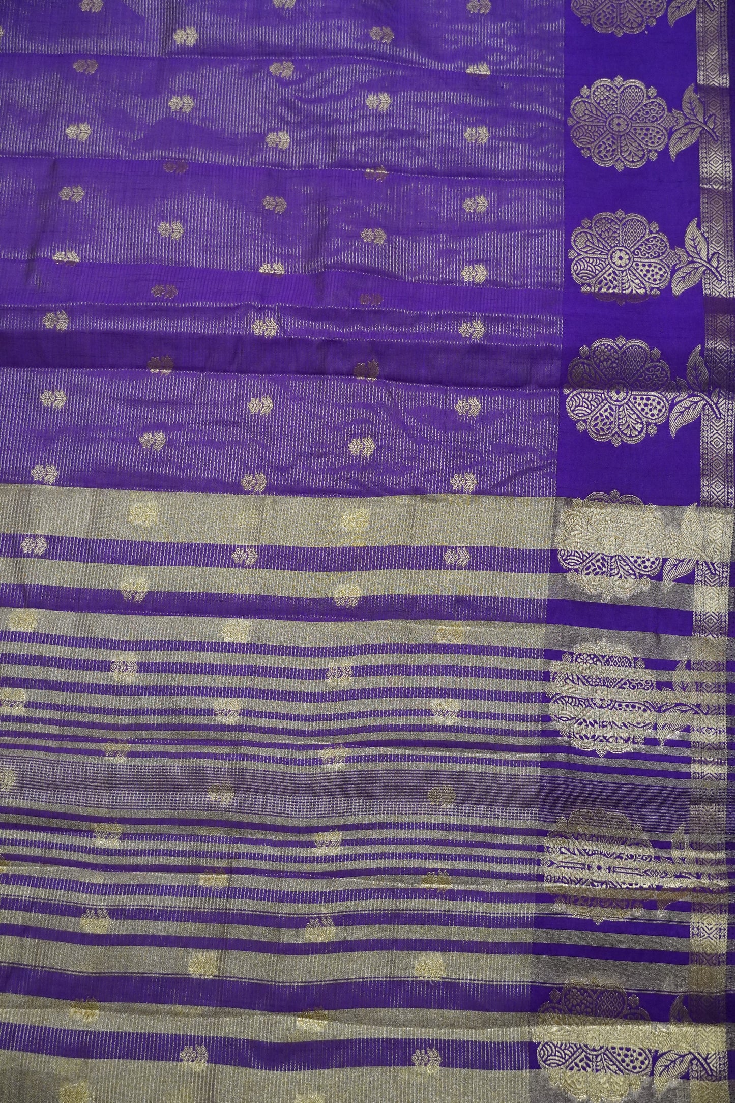 Semi Raw Silk Saree - Vairaoosi Pattern Purple