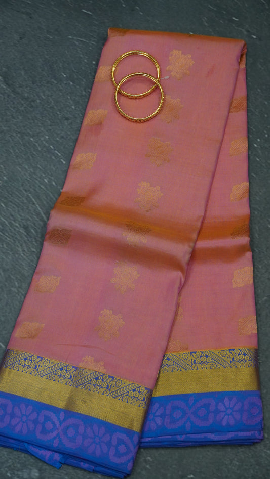 Pure Kanjivaram Silk Saree -Peach Pink