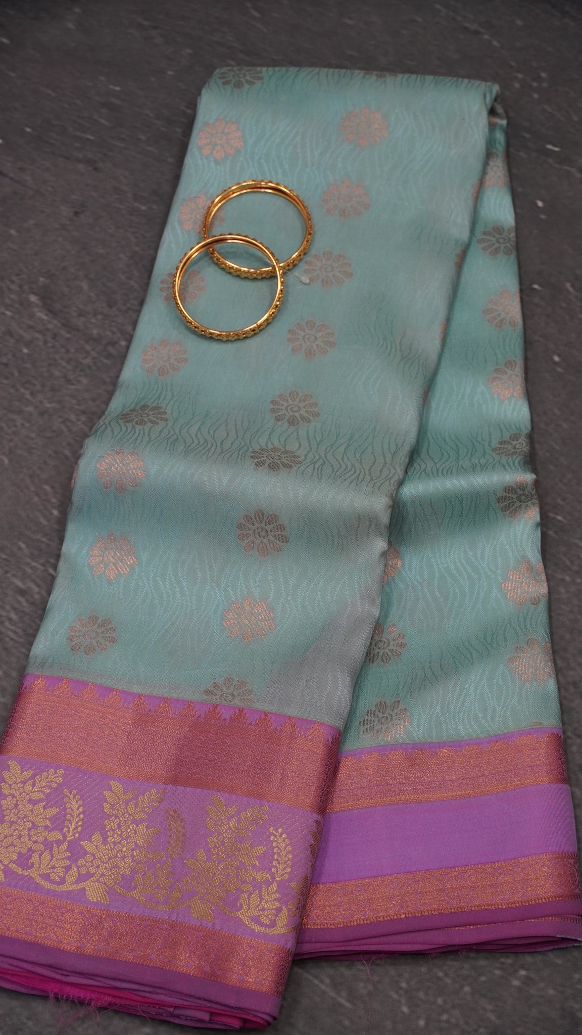 Pure Kanchipuram Silk Saree -Water Blue