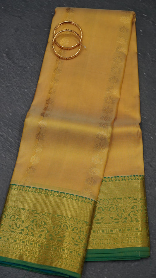 Pure Kanjivaram Silk Saree -Sandal Lite Green