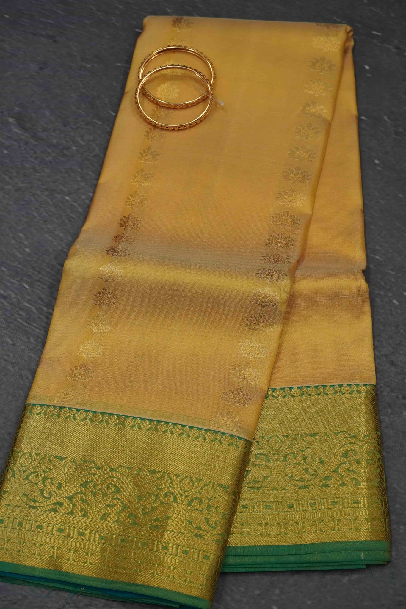 Pure Kanchipuram Silk Saree -Sandal Lite Green