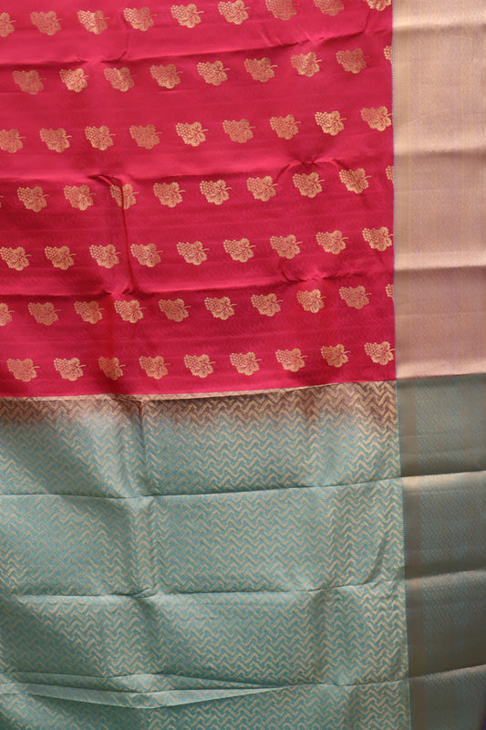 Pure Kanjivaram Silk Saree -Red Blue