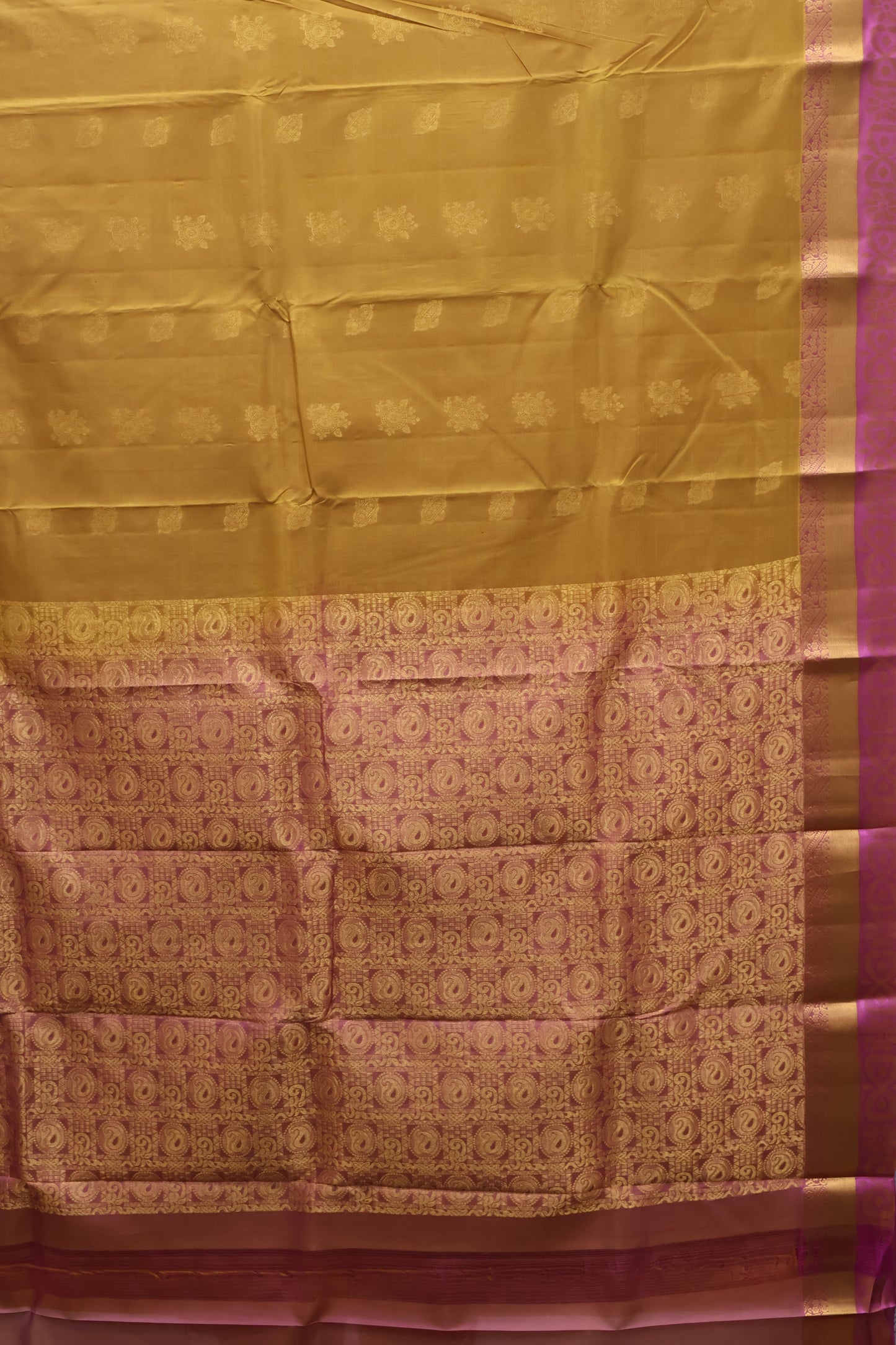 Pure Kanjivaram Silk Saree -Mustard Pink