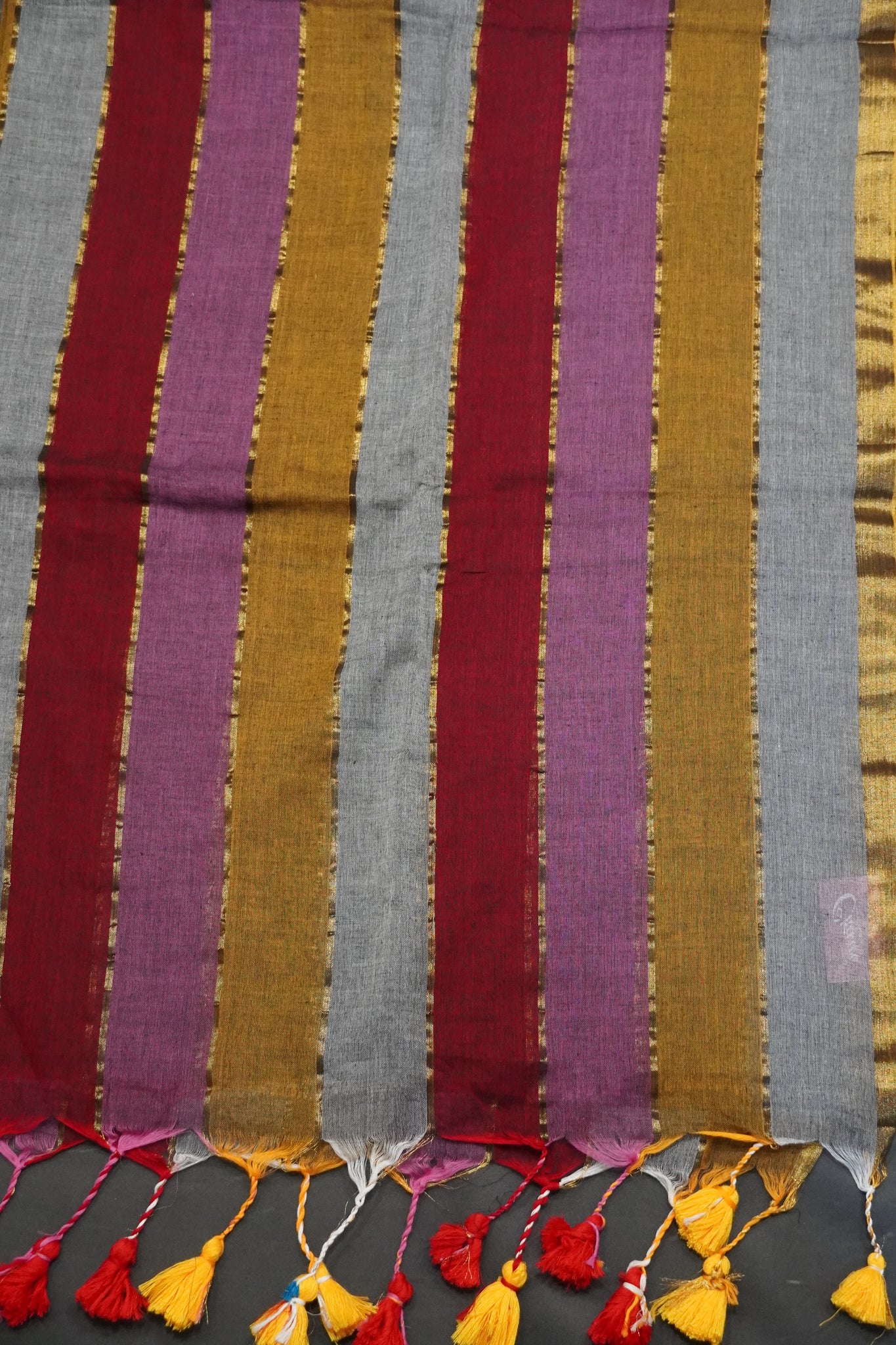 Khadi Cotton Saree - Multi Color Shade Khaki