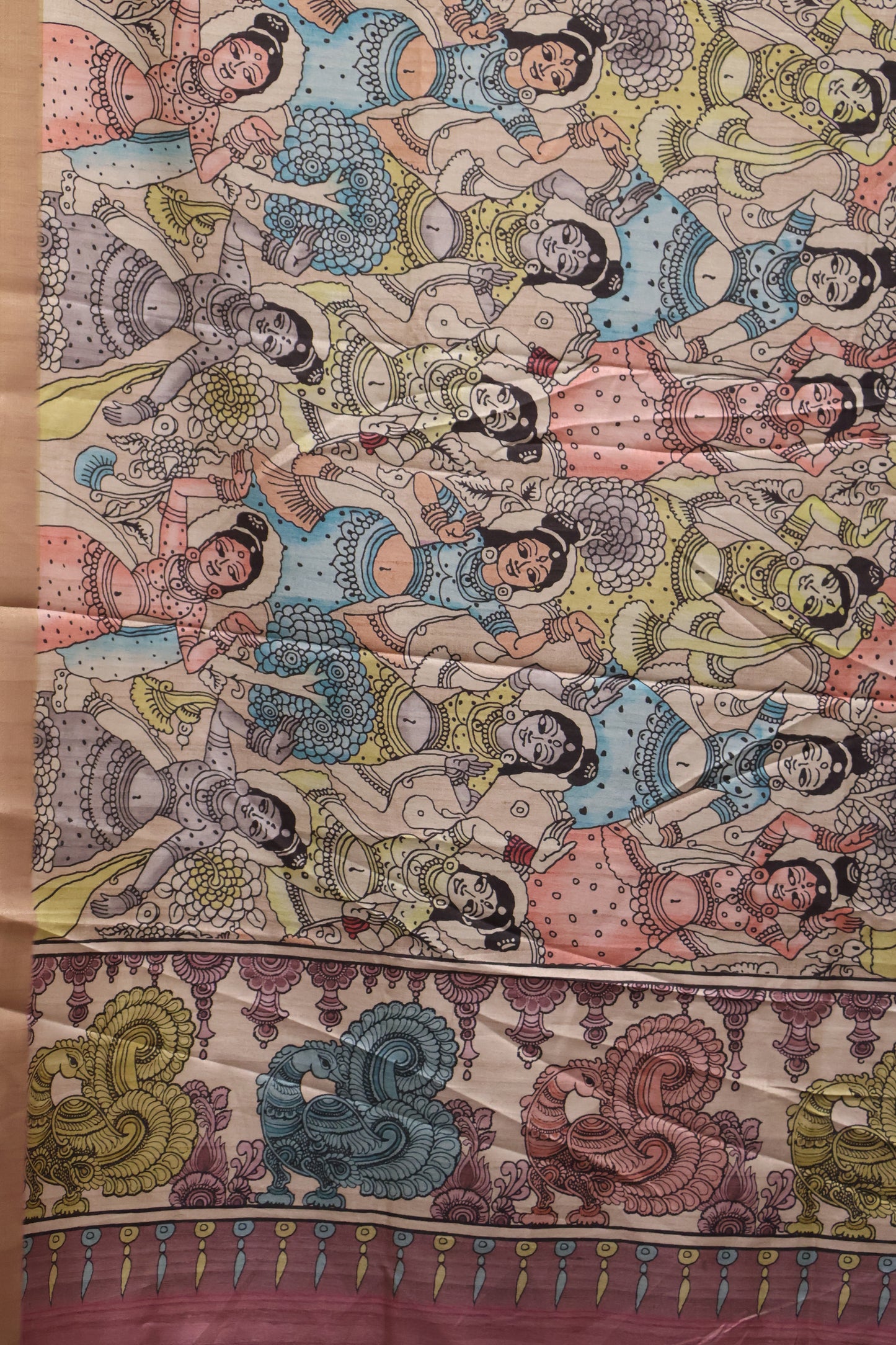 Art Mulberry Silk Saree-Dark Pink Penn Kalamkari