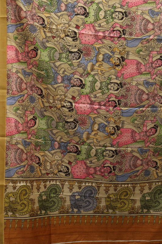 Art Mulberry Silk Saree-Honey Penn Kalamkari