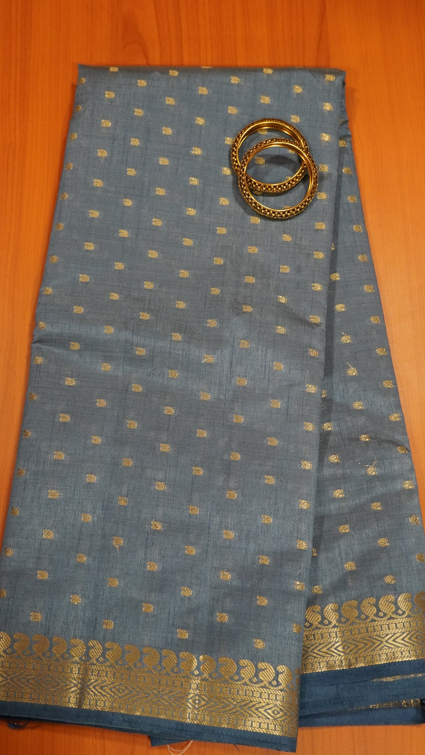 Semi Tussar Saree - Blue Manga Buta