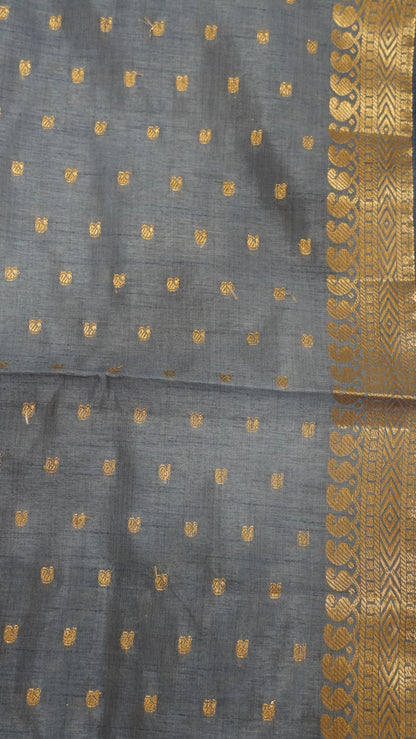 Semi Tussar Saree - Blue Manga Buta