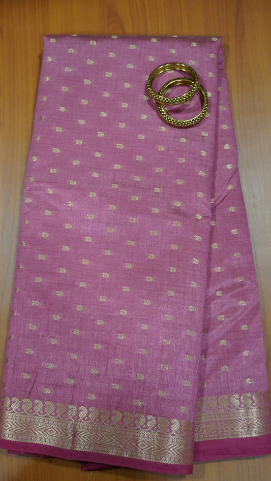Semi Tussar Saree - Pastel Pink Manga Buta
