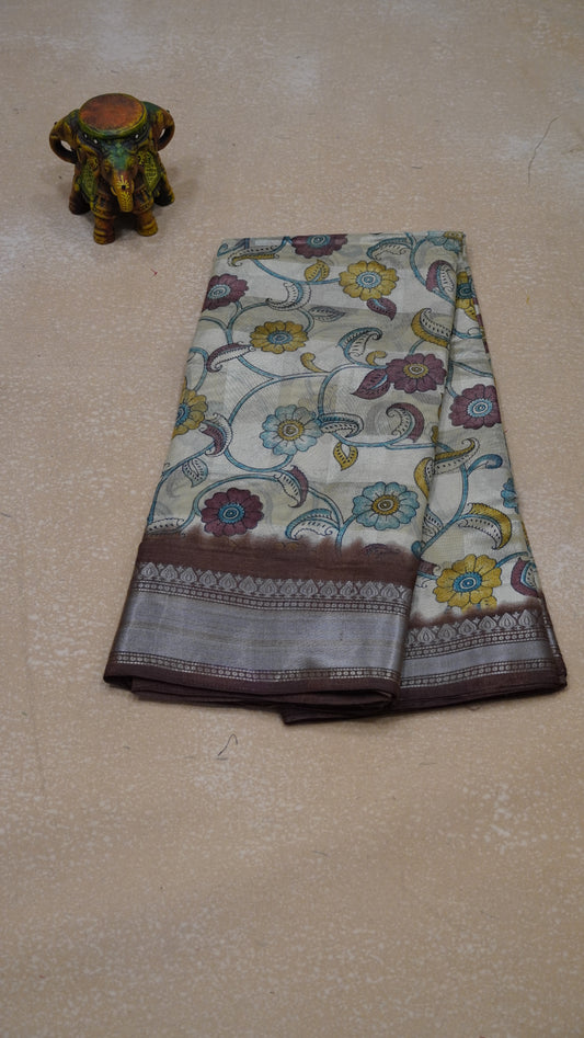 Chanderi Saree Kalamkari Print - Sandal