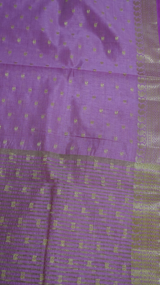 Semi Tussar Saree - Lt Purple Manga Buta